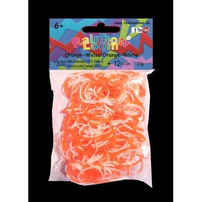 RAINBOW LOOM Original gumičky 300 kusov oranžovo biele