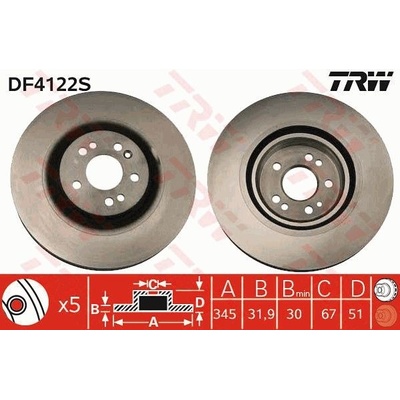Brzdový kotúč TRW SINGLE DF4222S