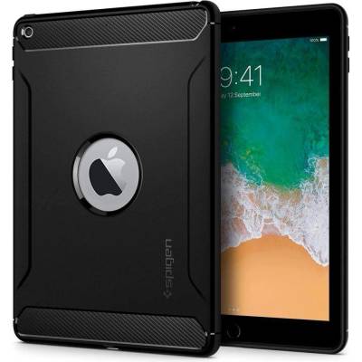 Spigen Rugged Armor Case - удароустойчив силиконов (TPU) калъф за iPad 5 (2017), iPad 6 (2018) (черен)