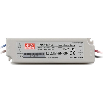 MW-LPV, 20W napájecí zdroj Meanwell, LPV-20-24, 24V, IP67