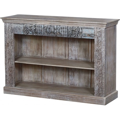 Sanu Babu Knihovna z mangového dřeva, ruční řezby, 154x49x107cm