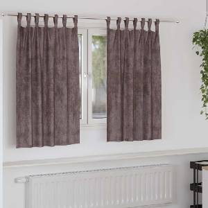Pure Line Home Кадифени завеси в цвят тъмнокафяв с текстилни гайки (уши), 2 бр. , 140 x 140 см