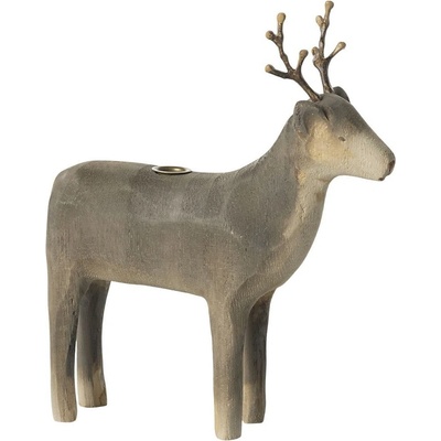 Maileg Dřevěný svícen Reindeer Medium, hnědá barva, dřevo