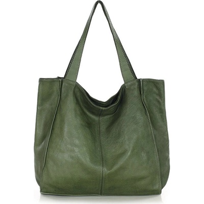 Mazzini Marco Zelená kožená shopper kabelka handmade
