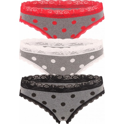 Malva klasické bikini nohavičky s čipkou 3596 3 bal MIX