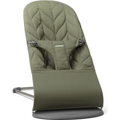 BabyBjörn lehátko Bouncer Bliss Dark green Woven Petal, tmavě šedá konstrukce