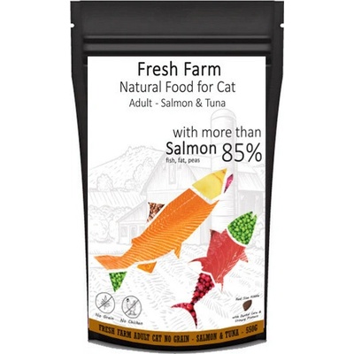 Fresh Farm No Grain Adult Cat Losos a tuniak 550 g