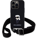 Púzdro Karl Lagerfeld Saffiano Crossbody Metal Ikonik iPhone 15 Pro čierne