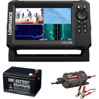 Lowrance Echolot Eagle 7 se sondou TripleShot HD + baterie + nabíječka