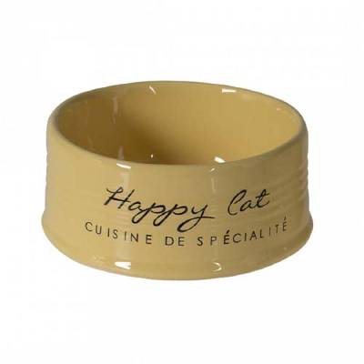 DUVO+ Keramická miska pre mačky HAPPY CAT žltá 10,5cm 300ml