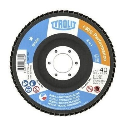 Kotuc Tyrolit 125x22,2mm, ZA40-325, 27A, oceľ/nerez, lamelovy, 2in1, Basic *