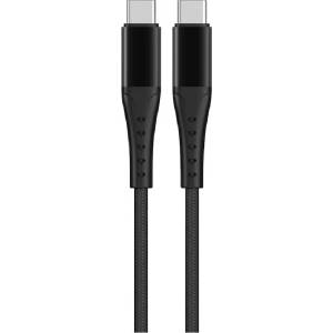 Lemontti кабел USB-C към USB-C, алуминиев, устойчив на огъване, бързо зареждане 60W, 2 м, черен (LEMCSTCF602MN)