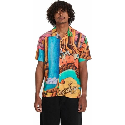 Volcom košile Fa Mickey Mason krátký rukáv oranžová