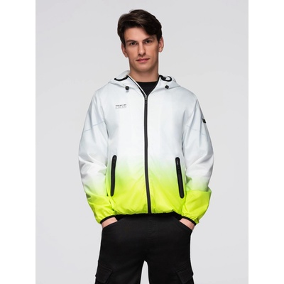 Ombre Clothing Мъжко спортно яке с омбре ефект и рефлективни елементи - бяло и лайм V1 C646 Ombre Clothing Ombre Clothing | Byal | МЪЖЕ | M