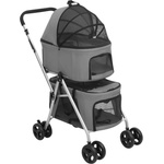 vidaXL Сгъваема количка за кучета, сива, 83x48x97 см, Оксфорд плат (172205)