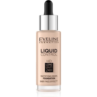 Eveline Cosmetics Liquid Control течен фон дьо тен с пипета цвят 002 Soft Porcelain 32ml