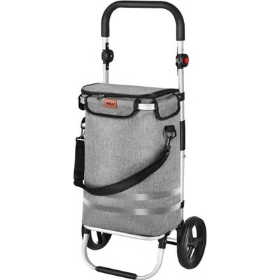 NILS Skládací nákupní taška na kolečkách NC4305 Premium, šedá, 50 litrů