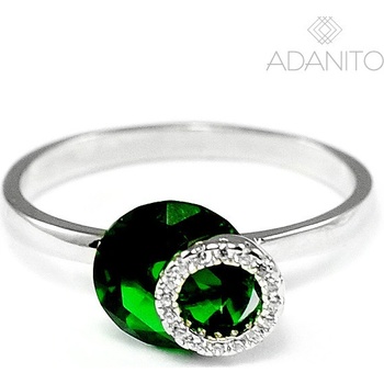 Meucci SS291R Strieborný prsteň so zeleným kameňom a zirkónmi