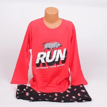 Image 1 of Детско-юношеска пижама в червено и черно с бик