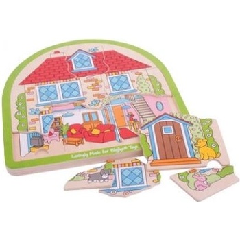 Bigjigs Toys -Дървен пъзел на три нива Дом (BJ588)