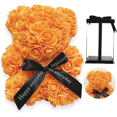 Medvídek z růží 25cm dárkově balený - oranžový