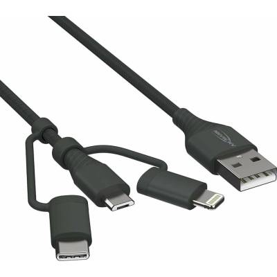 Ansmann 456846 USB-A - USB-C + microUSB + Lightning 1,2m černý