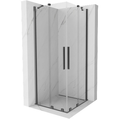 Mexen Velar Duo плъзгаща се душ кабина 90 x 90 см, прозрачна, gun metal - 871-090-090-02-95 (871-090-090-02-95)