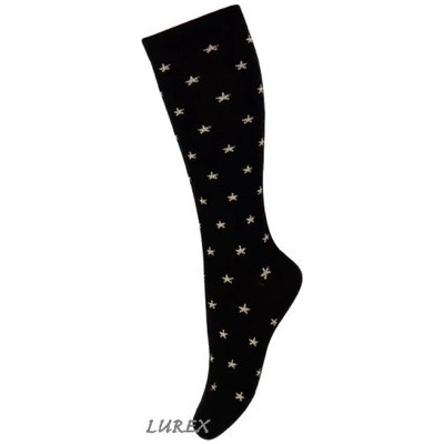 Lurex Dievčenské podkolienky Hviezdy čierna