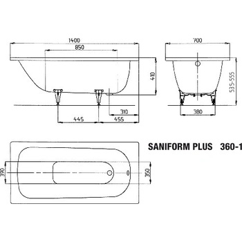 Kaldewei Saniform Plus 140 x 70 cm 111500010001