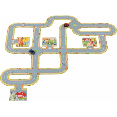 Cestné kartónové podlahové puzzle s vozidlami Goki