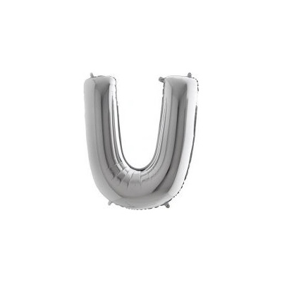 GRABO fóliový balónek PÍSMENO STŘÍBRNÉ U 102cm,40" nafukovací