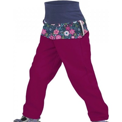 Unuo batolecí letní softshellové kalhoty Květinky malinové
