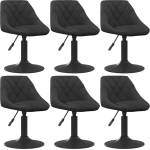 vidaXL Въртящи се трапезни столове, 6 бр, черни, кадифе (3088799)