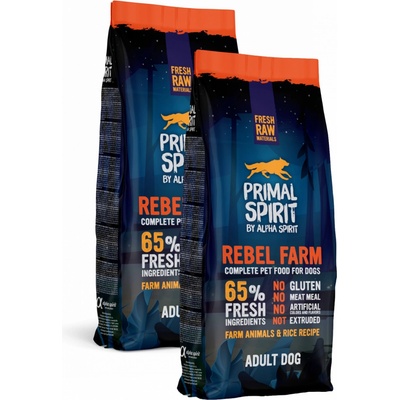 Primal Spirit Dog 65% Rebel Farm 2 x 12 kg