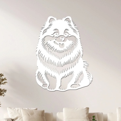dřevo života Dřevěný obraz psa Pomeranian Rozměry (cm): 45x60, Zvolte barvu dekoru: Bílá