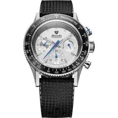 Nivada Grenchen Chronoking Meca Racing Grey - Inter. Bezel - Black Rubber Tropic