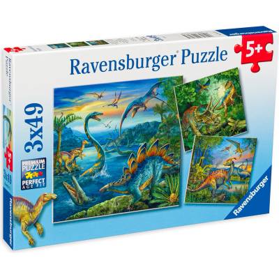 Ravensburger Пъзел Ravensburger от 3 x 49 части - Динозаврите (9317)