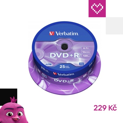 Verbatim DVD+R 4,7GB 16x, Advanced AZO+, cakebox, 25ks (43500) – Hledejceny.cz
