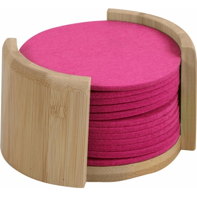 KESPER Podtácky bambus/plsť růžové 12ks průměr 10cm
