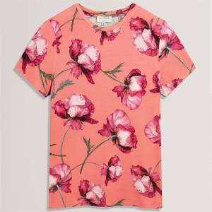 Ted Baker Тениска с щампа Ted Baker Ted Baker All Over Print Tee - Coral