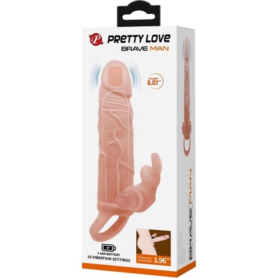 Pretty Love Brave Man - návlek na penis s vibráciami + 5cm