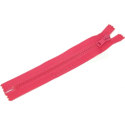 Zdrhovadlo zip kostěný 18 cm nedělitelný malinová