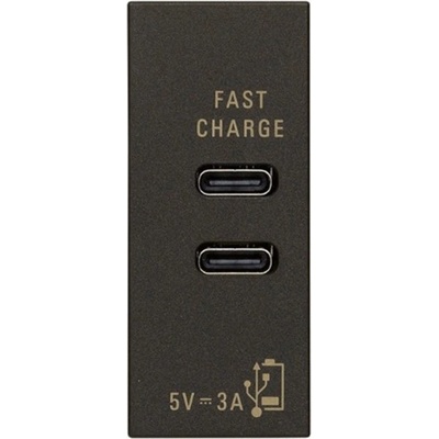 Vimar 30292. CCG USB Контакт Linea, C+C 15W 3A 5V 1M, Black, (VM30292.CCG)