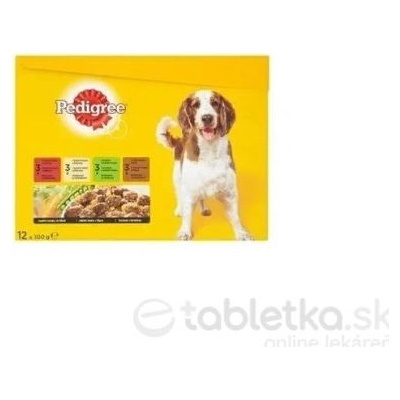 Pedigree Adult kura a zelenina & Hovadzie a zelenina & morka a mrkva 12 x 100 g