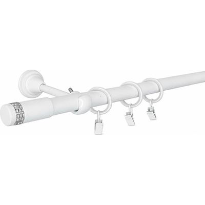 KovovégarnýžeCZ Garnýž Astra elegance 19 mm bílá lesklá Dvouřadá prodloužená, 480 cm, Kroužky s háčky