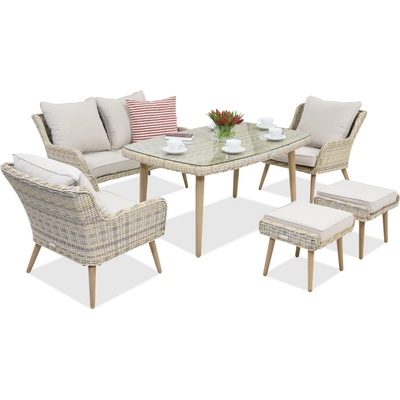 Garden Point Градински мебели Bilbao Apetito 4 + 2 пуфа Garden Point пясък (GAP0560-4PU)
