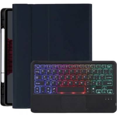 Калъф с подсветка на клавиатурата, тъчпад и място за Apple Pencil за iPad Air 4 (2020) / Air 5 (2022) / Pro 11" (2018-2022) - тъмносин (75449)