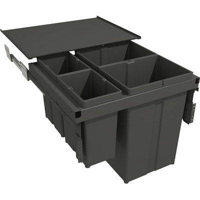 Gollinucci Sorter 580 EVO, 600 mm, 2 x 29 l + 2 x 8 l, šedé, vrátane výsuvu a veka
