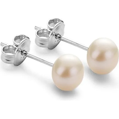 Swan Сребърни обици със сладководни бели перли 6-7 мм E6065W Swan