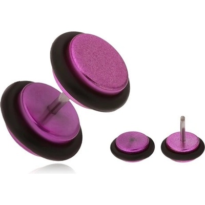 Šperky eshop okrouhlý fake plug do ucha z akrylu lesklý fuchsiový povrch PC02.14